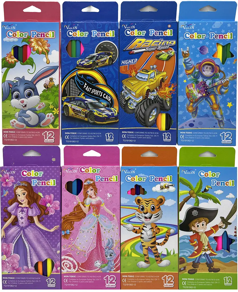 Олівці пластикові Принцеса, Машини, Звірята, 12 кольорів (В асортименті) - фото 2