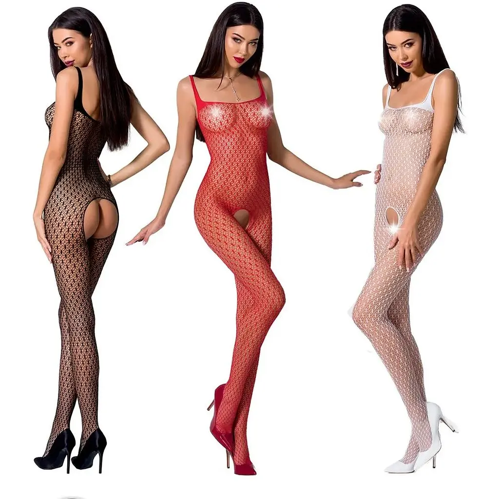 Бодістокінг Passion BS071 Red, комбінезон на бретелях - фото 3