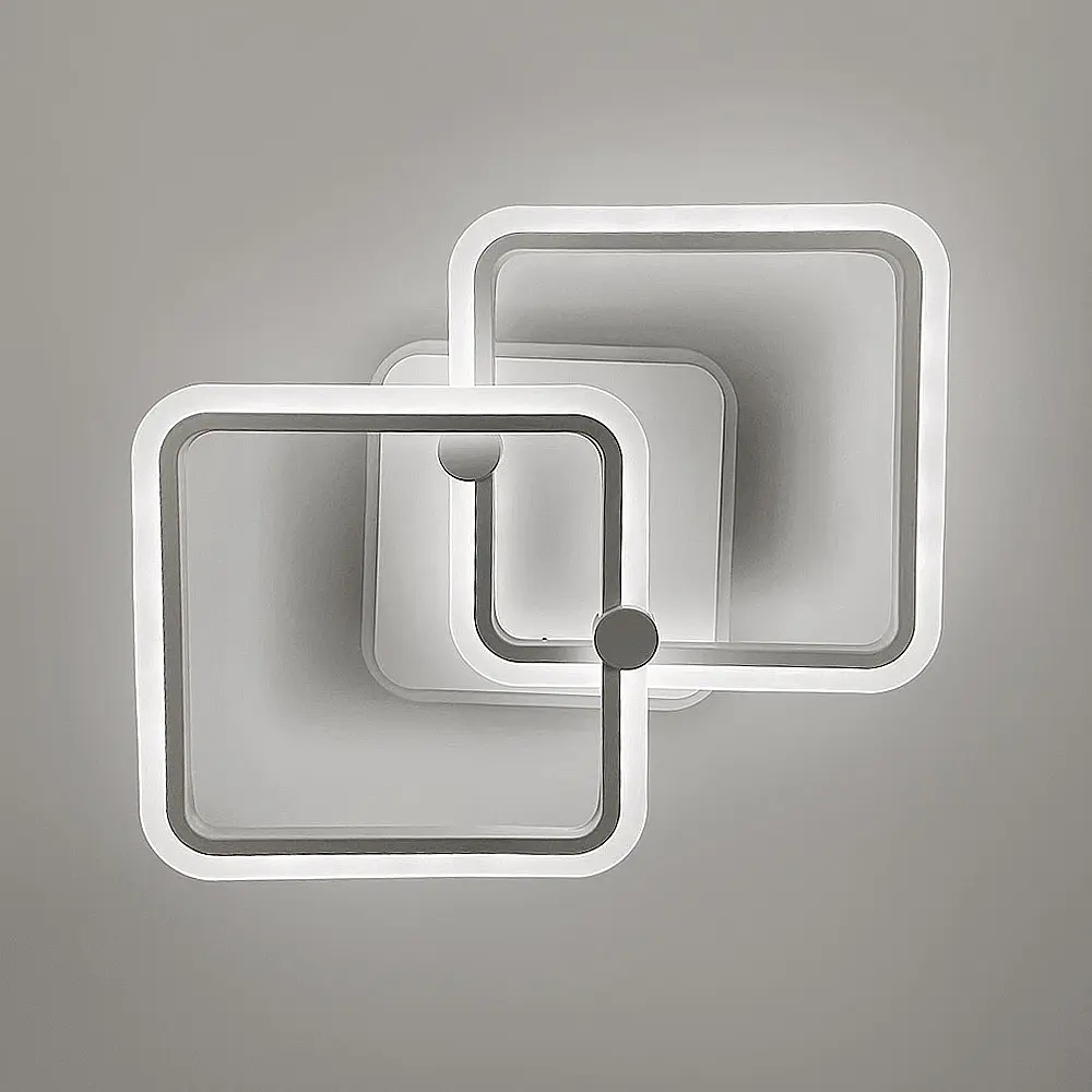 Потолковая минималистичная LED люстра в белом металлическом корпусе 50х43 см | Line F | Ст. 2503/2 WT - фото 3