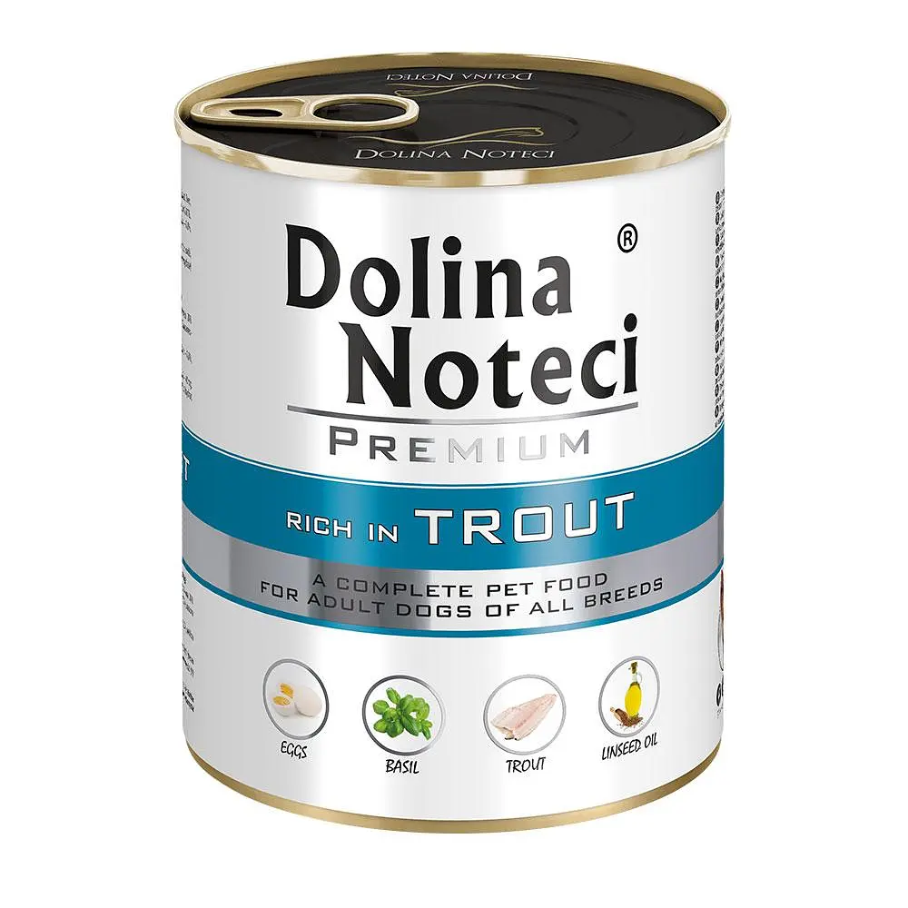 Вологий корм для собак Dolina Noteci Premium з фореллю банка 800 г