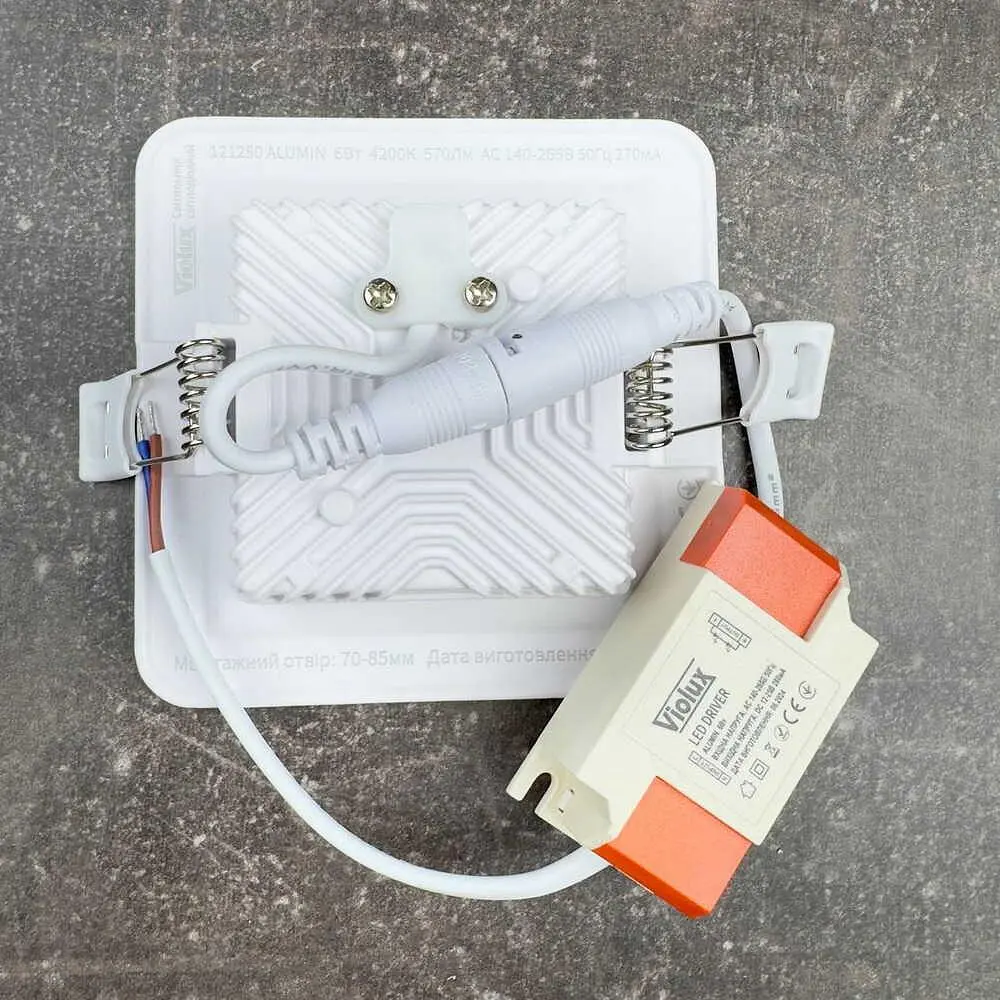 Світильник LED даунлайт Violux ALUMIN 6W 4200K квадрат IP20 ( 121250 ) - фото 7