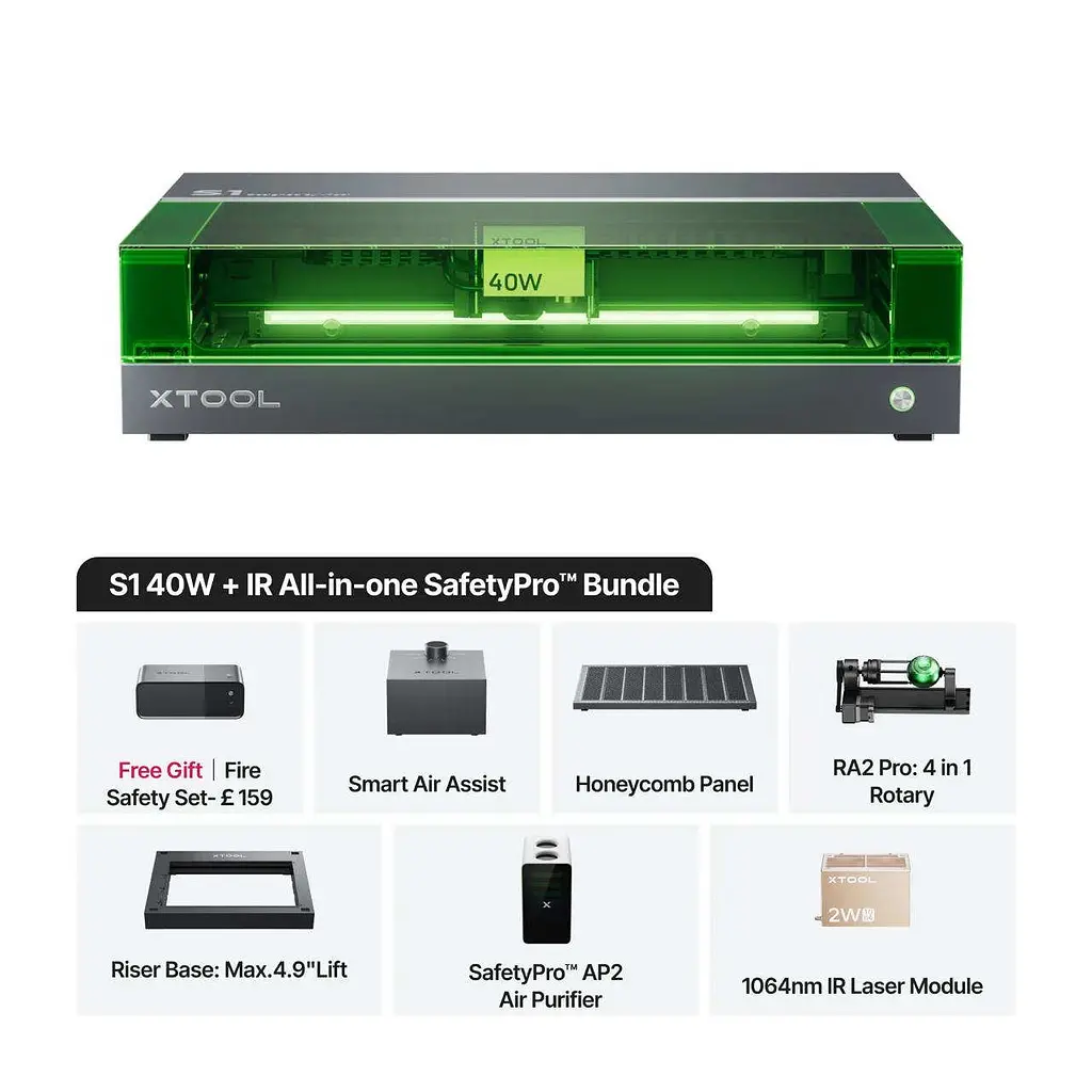 Лазерний гравірувальний верстат 2-в-1 xTool S1 40W All-in-One Kit (S1-AIOB) Black - фото 5