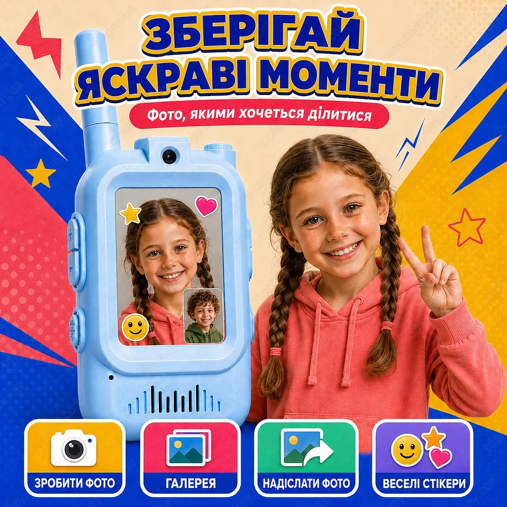 Відео Рації Дитячі з Відео 2 шт Walkie Talkie відеорація із камерою, фото, чатом та зміною голосу іграшкові рації для дітей 2 шт з USB - фото 9