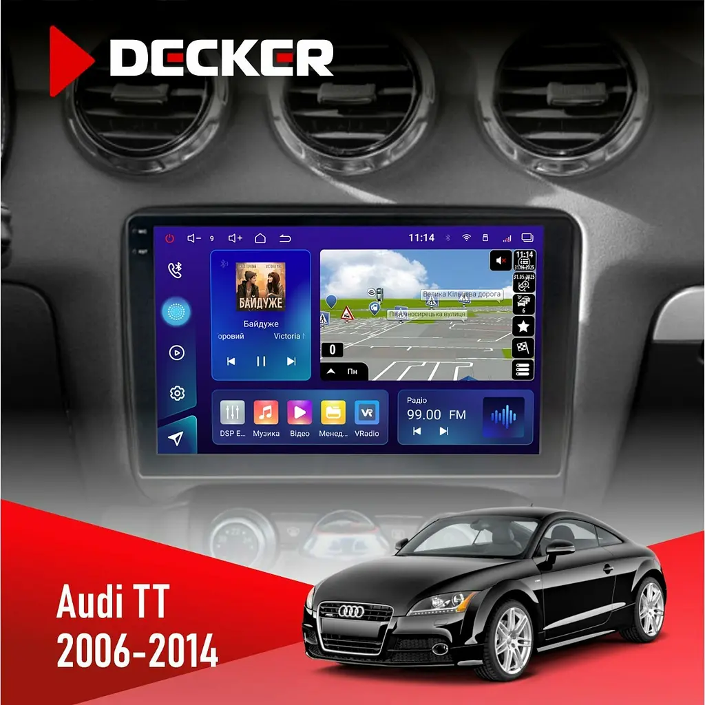 Штатна магнітола Audi TT 2006-2014 Decker D9-009 4x64, DSP, 4G, 2k Decker (НФ-00008145)
