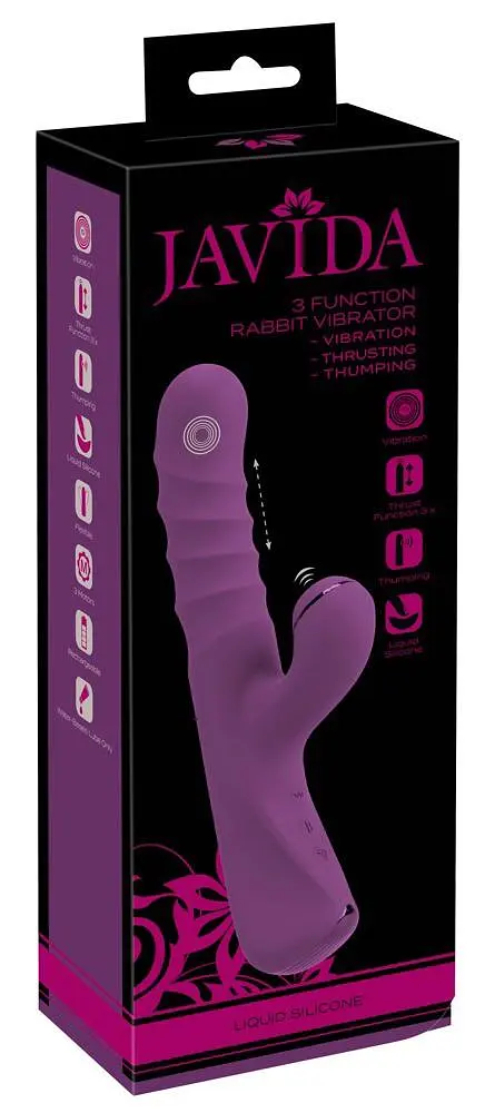 Вібратор-кролик Javida 3 Function Thrusting Thum 23.7 см фіолетовий - фото 8