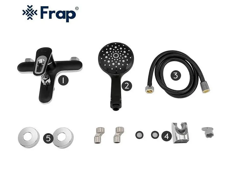 Смеситель для ванны Frap F3249-6, черный/хром, Черный матовый - фото 7