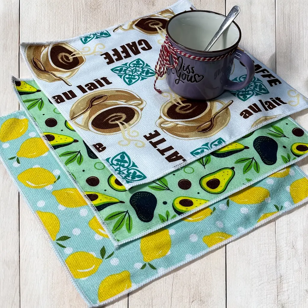 Набор кухонных полотенец LeLit Лимон Авокадо Кофе 30х30 см 3 шт. (le2000000299815) - фото 4
