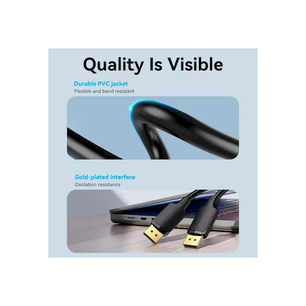 Кабель мультимедийный DisplayPort to DisplayPort 3.0m V1.2 4K 60Hz 3D Dolby 7.1 VENTION (HAKBI) - фото 10
