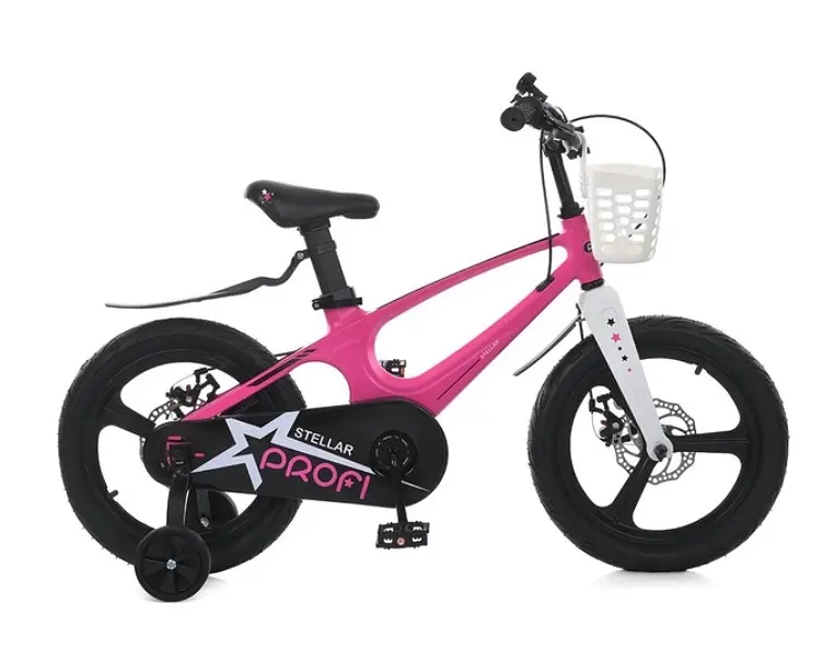 Велосипед дитячий PROF1 14" MB 141020-2 STELLAR Рожевий, SKD75, магн.рама, диск.торм., кошик, крила, дод.колеса (6903317630899) - фото 2