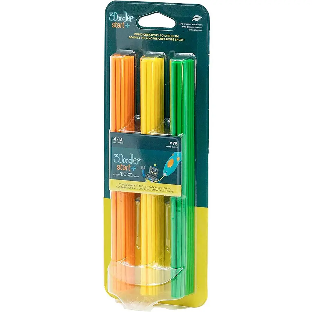 Набір стрижнів для 3D ручки 3Doodler Start 75 шт Помаранчевий/Жовтий/Зелений (3DS-ECO-MIX2-75) [113404] - фото 2