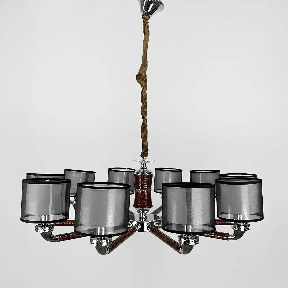 Плафонная люстра с элементами коричневой экокожи Line.F S 198/10 BR - фото 7