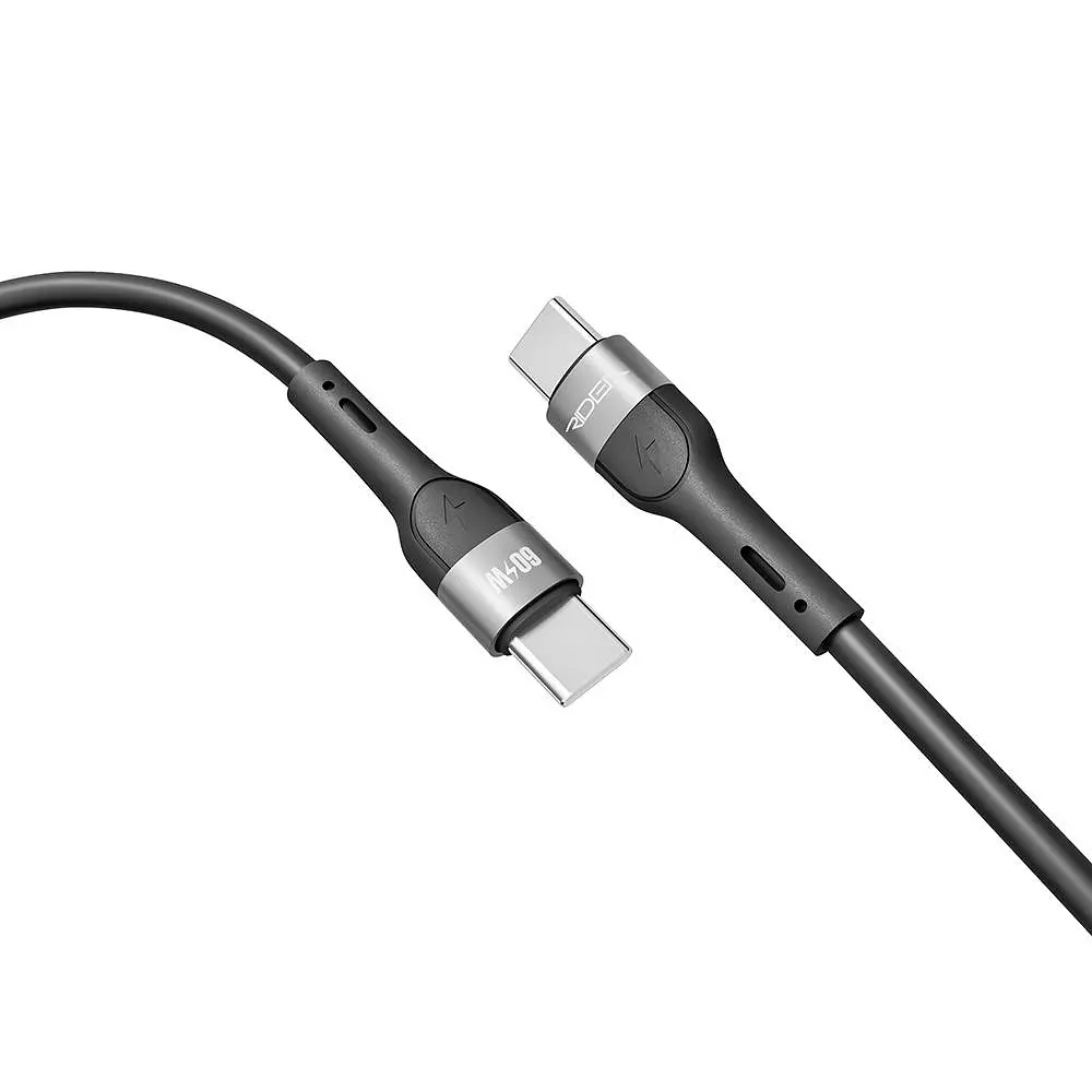 Кабель для зарядки USB Ridea RC-XS51 X-Silicone Type-C to Type-C 60W 20V/3A 1.2 м Черный - фото 3