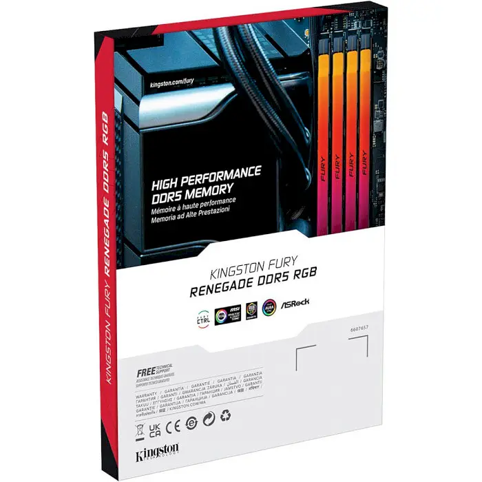 Модуль памяти Kingston Fury DDR5 32GB (2x16) 6400MHz Renegade Silver RGB (KF564C32RSAK2-32) - фото 5
