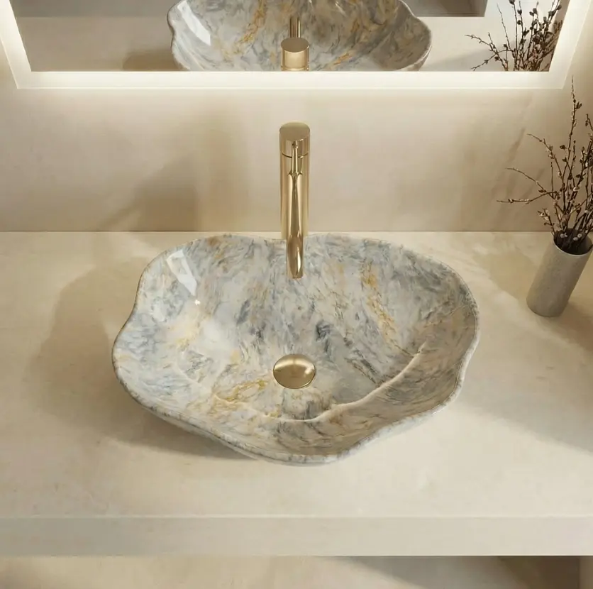 Умивальник Rea Pearl накладний 50.5x38 см ruststone REA-U0620 - фото 5