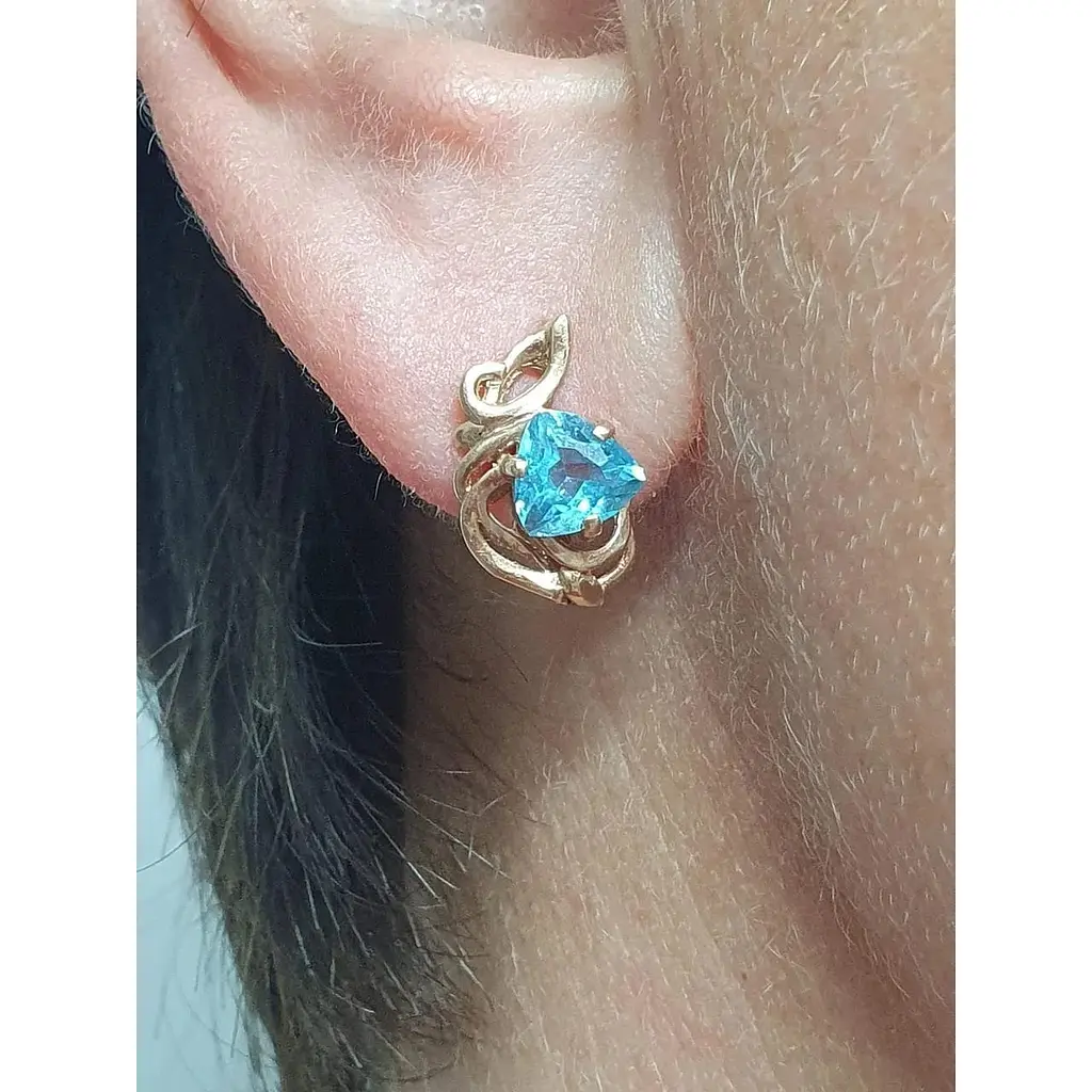 Золоті сережки ЮЗ "Багет" з топазами. 21150 - фото 2