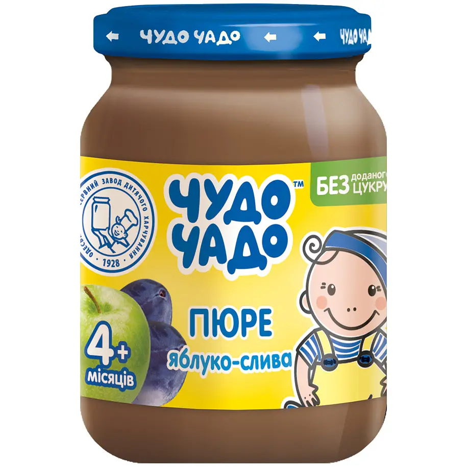 Упаковка пюре Чудо-чадо Яблоко и слива с сахаром 1.02 кг (170 г х 6 шт.) - фото 2