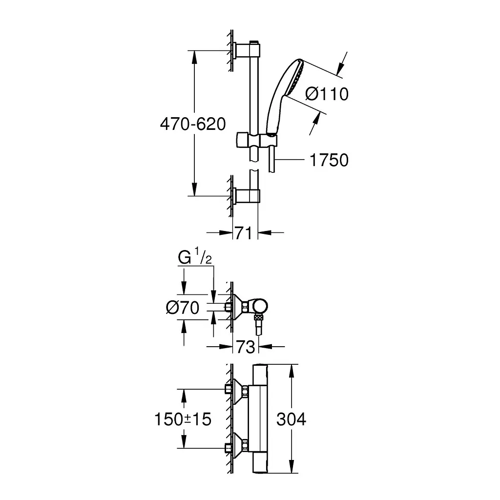 Змішувач термостатичний для душу Grohe QuickFix Precision Start 34597001, Хром - фото 2