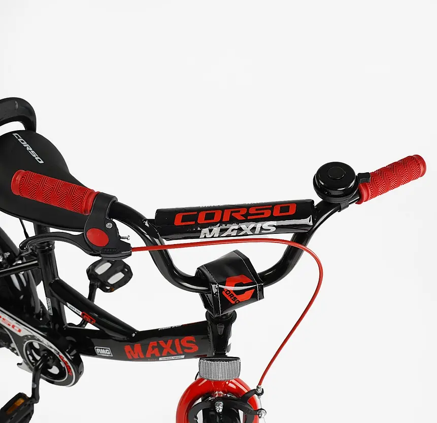 Велосипед 2-х колёсный 14" CL-14602 CORSO MAXIS ручной тормоз, звонок, сидение с ручкой, доп. колёса, собран на 75%, в коробке - фото 5