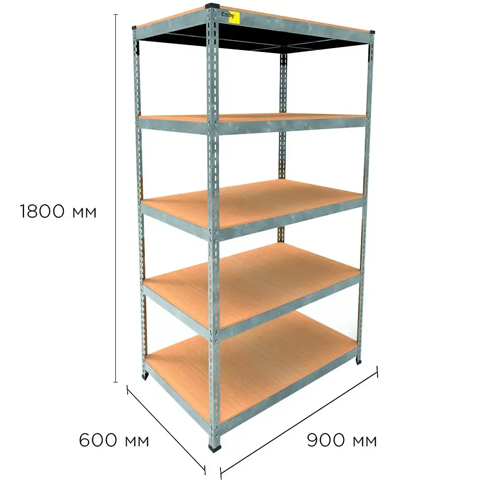Металевий стелаж Emby Light Series (розмір 1800х900x600мм) 5 полиць ДСП до 100кг Оцинкований - фото 2
