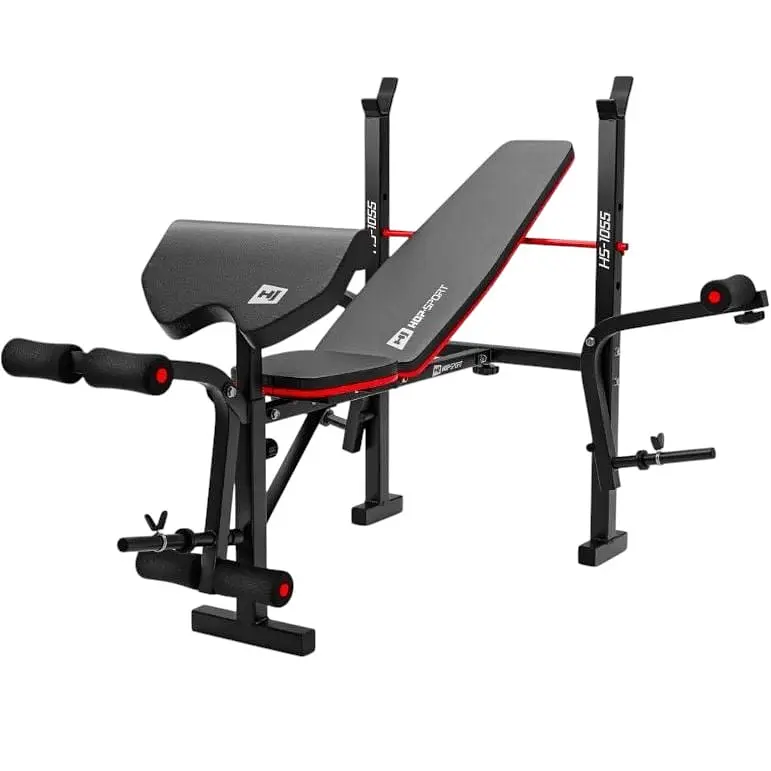 Набор Elitum Titan 109кг со скамьей HS-1055 Pro штангой и гантелями - фото 8