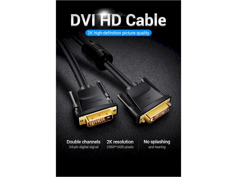 Кабель Vention DVI-D to DVI-D 1.5m Black (EAABG) - фото 12