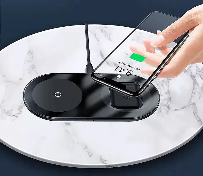 Зарядное устройство BASEUS Simple 2-in-1 Wireless Charger 18W Max (WXJK-01) черный - фото 8