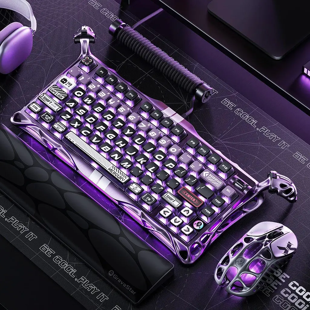 Клавіатура GravaStar Mercury V75 Pro 80keys Gateron Jade Gaming 8K USB-A RGB Iron Purple (GSV75PRO_PL) - фото 8