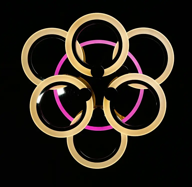 Люстра стельова LED Splendid Ray LK235/3+3+A, 6 ламп, регулювання світла, чорний/білий, сучасний стиль, 50 см - фото 3