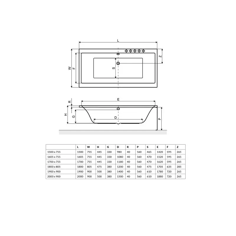 Ванна акриловая Radaway Aridea 190x90 + ножки + сифон (WA1-24-190X090U) - фото 2