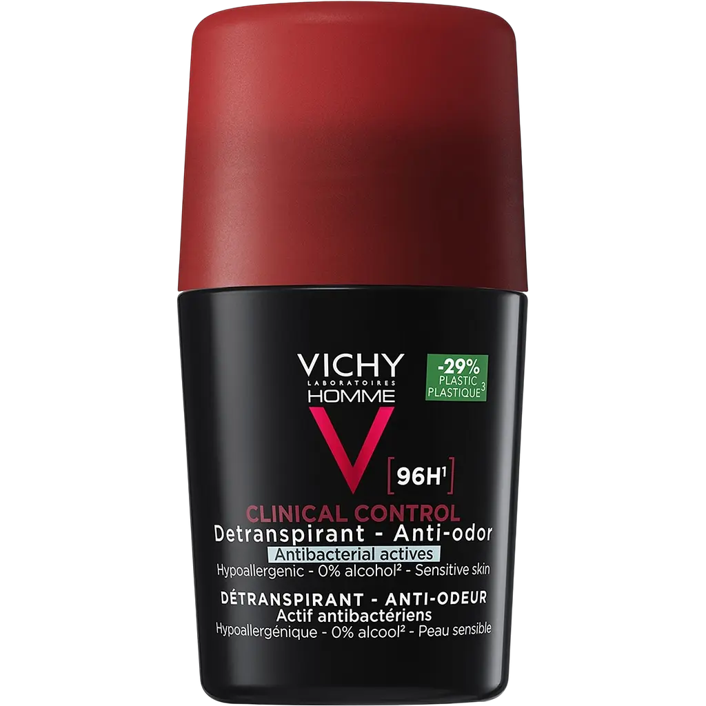 Набір Vichy: дезодорант-антиперспірант кульковий 48 годин проти білих слідів та жовтих плям 50 мл + антиперспірант для чоловіків Deo Clinical Control кульковий 96 годин захисту проти надмірного потовиділення та запаху 50 мл - фото 3
