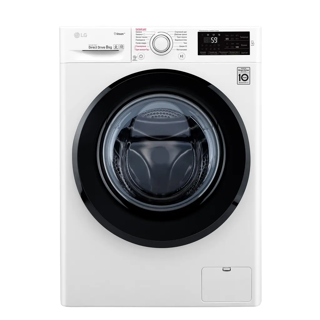 Пральна машина LG з фронтальним завантаженням F4M5TS6W, 8кг, 1400, A+++-30%, Пар, глибина 56см, Дисплей, Інвертор, Білий (F4M5TS6W) - фото 3