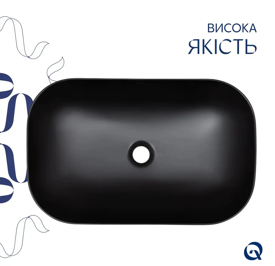 Раковина накладная Qtap Robin 600x390x150 мм, Matt Black, прямоугольная, без донного клапана QT132143PMBMBN - фото 3