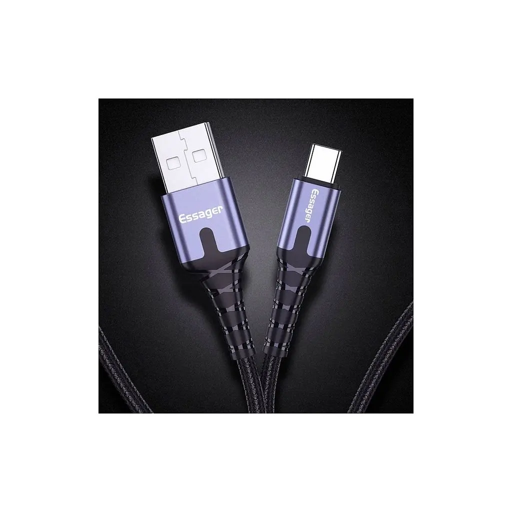 Дата кабель USB 2.0 AM to USB-C 2.0m 3A LED black Essager (EXCT-XGA0G) - фото 6