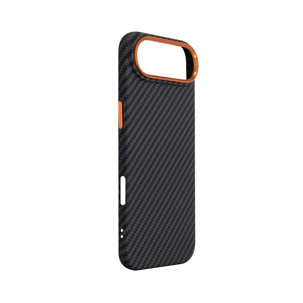 Карбоновый чехол для Apple iPhone 17 Air, LikeCarbon2 SE MagCase, черный, тонкий защитный чехол-панель из поликарбоната с магнитами N52, MagSafe, противоударный, совместим с беспроводной зарядкой, приподнятые края для защиты камеры - фото 3