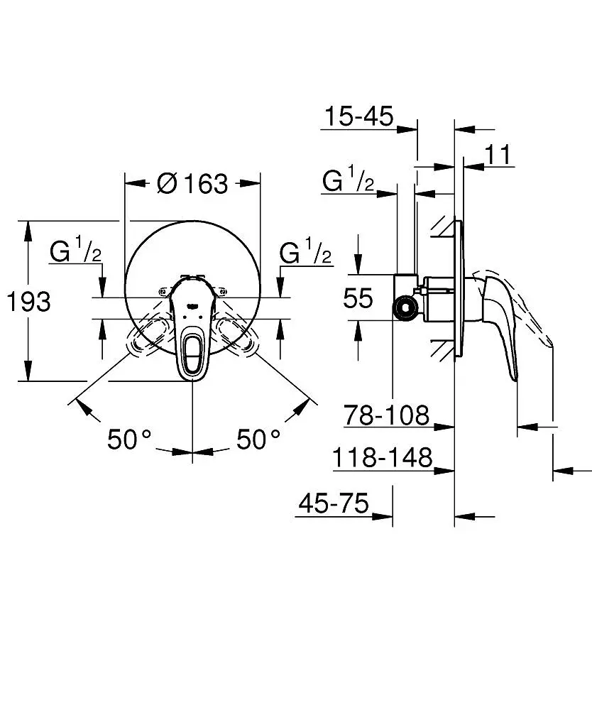 Змішувач прихованого монтажу Grohe Eurostyle 33635003, Хром - фото 2