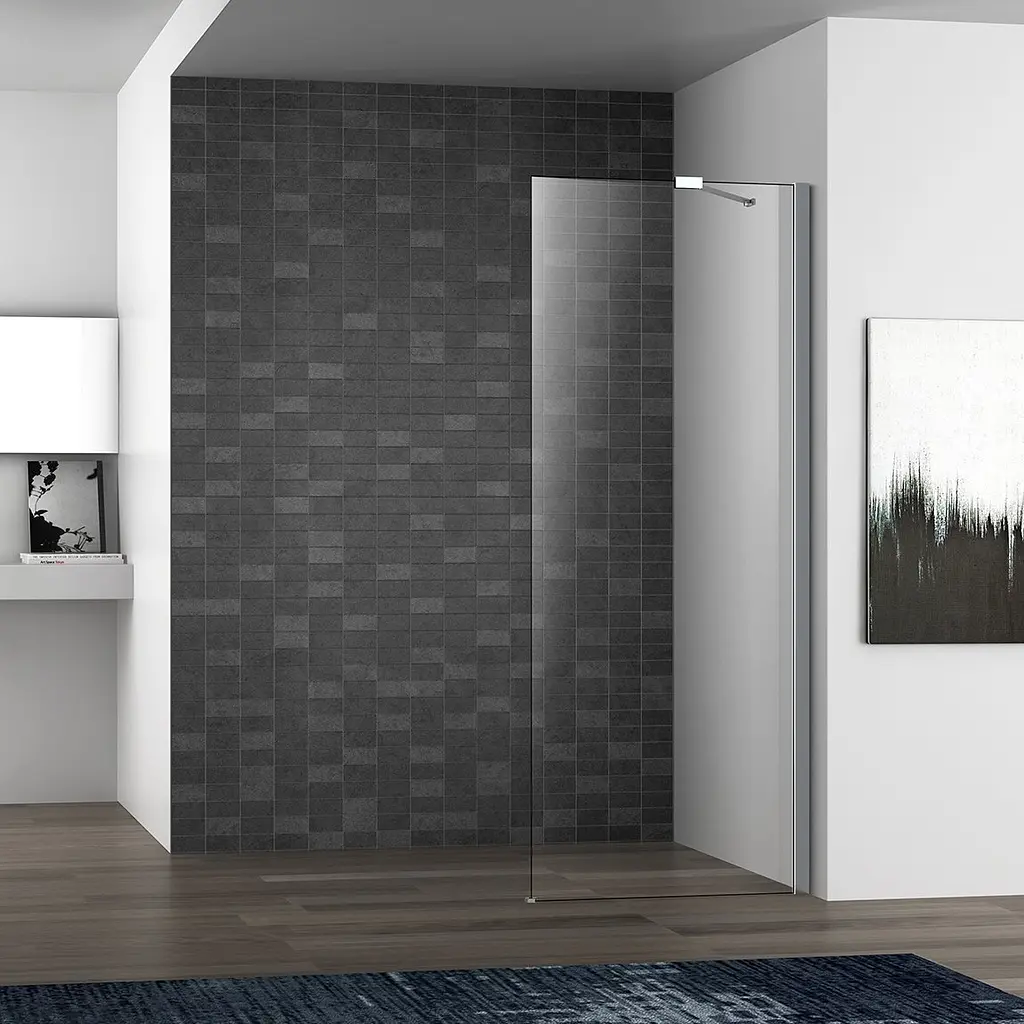 Душова стінка Volle Walk-In 100x190 + профіль + кріплення 18-08-100+18-01-01+18-05D-100, прозорий - фото 5