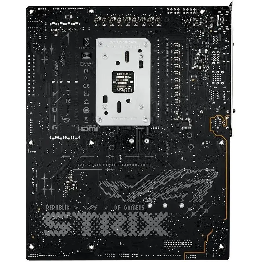 Материнская плата Asus AM5 Rog Strix B850-E Gaming WIFI, B850, 4xDDR5, Int.Video (CPU), 4x SATA3, 5xM.2, 1x 5Gb, WiFi 7, Bluetooth 5.4, 10xUSB 3.2/8xUSB 2.0, HDMI/DP, ATX - фото 6