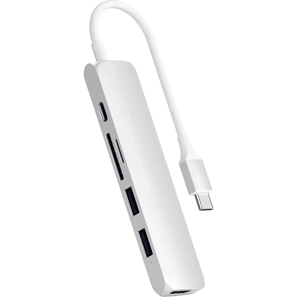 Адаптер Satechi Type-C Slim Multi-Port 4K V2 Silver (ST-SCMA2S) - фото 2