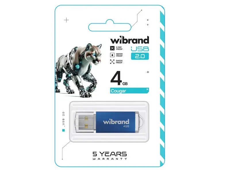 Флешка Wibrand 4 GB Cougar Blue USB 2.0 (WI2.0/CU4P1U) - фото 2