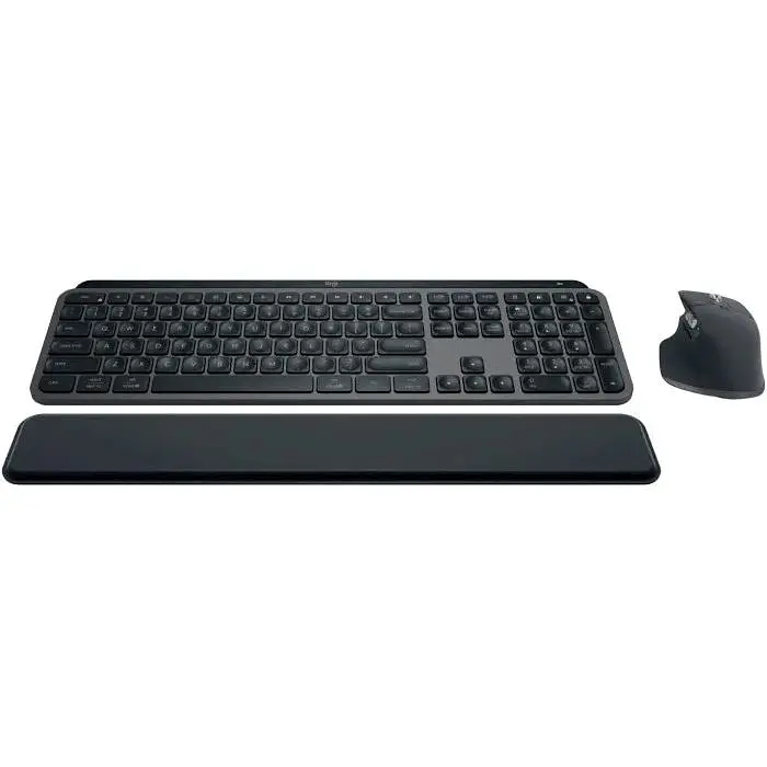 Комплект клавиатура + мышь Logitech MX Keys S Plus Palmrest Wireless UA Graphite [920-011614] [94354] - фото 2