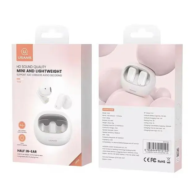 Бездротова стерео гарнітура Usams US-TD22 TWS Earbuds - TD Series BT5.3, 30mAh, 230mAh, 4h, white - фото 4