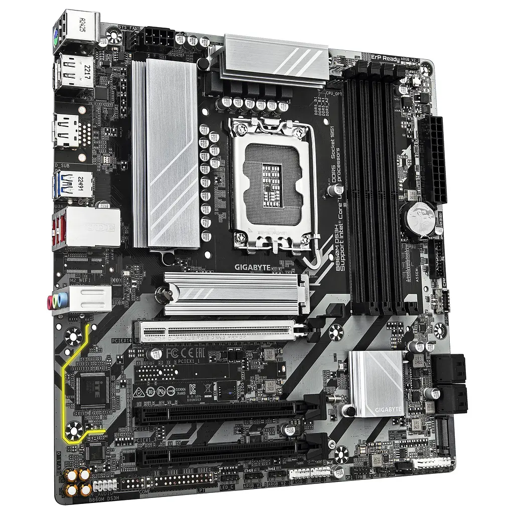 Материнська плата B860M DS3H s1851 B860 4xDDR5 M.2 HDMI DP mATX Gigabyte teh0019072 - фото 3
