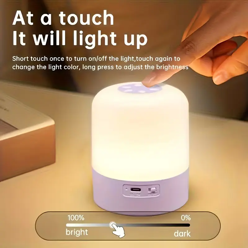 Led нічник лампа / Настільна USB лампа-нічник 360°/ Сенсорна / Акумуляторна / Декоративна / Purple - фото 2