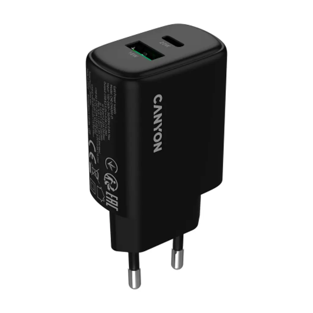 Зарядний пристрій Canyon OnCharge 200 20W 1xPD 1xQC EU Black (CNE-CHA200-31) - фото 6