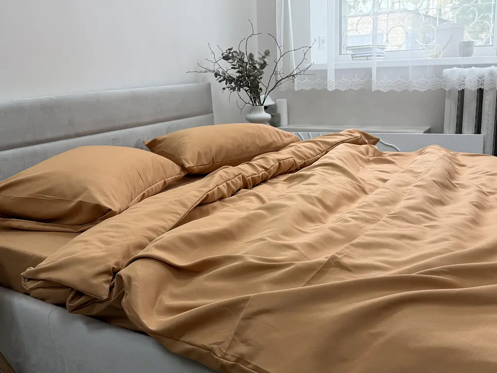 Комплект постільної білизни Ecotton Євро 210х220 см однотонний помаранчевий Orange (25194) - фото 6
