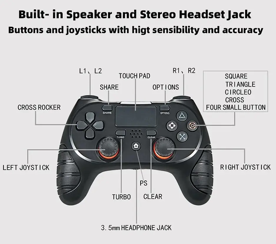 Геймпад джойстик DoubleShock S8P Wireless PS4 Double Motor Vibration DUALSHOCK 4 Black - фото 6