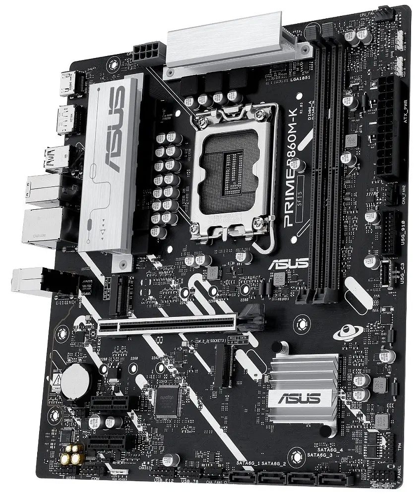Материнская плата LGA1851, Asus PRIME B860M-K, B860, 2xDDR5, 1xPCI-E 4.0 x16, 2xPCI-E 4.0 x1, 4xSATA3, 2xM.2, Realtek 7.1, Realtek 2.5Gb, HDMI/DP, MicroATX - фото 4