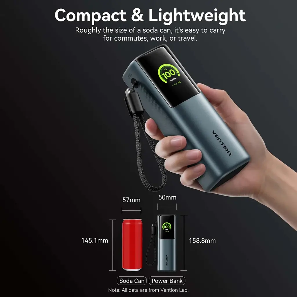 Батарея універсальна Vention 20000 mAh 165W Gray TFT Display Type (FKFH0) - фото 12