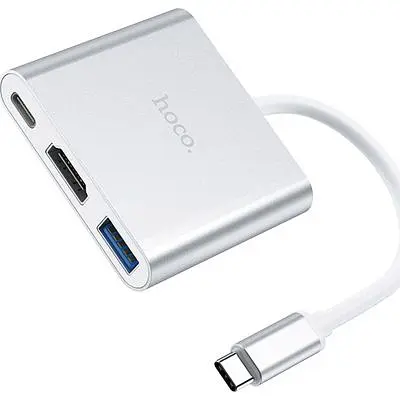 Концентратор HOCO USB-C to USB3.0+HDMI+PD HB14 Silver (6931474725790) - фото 2
