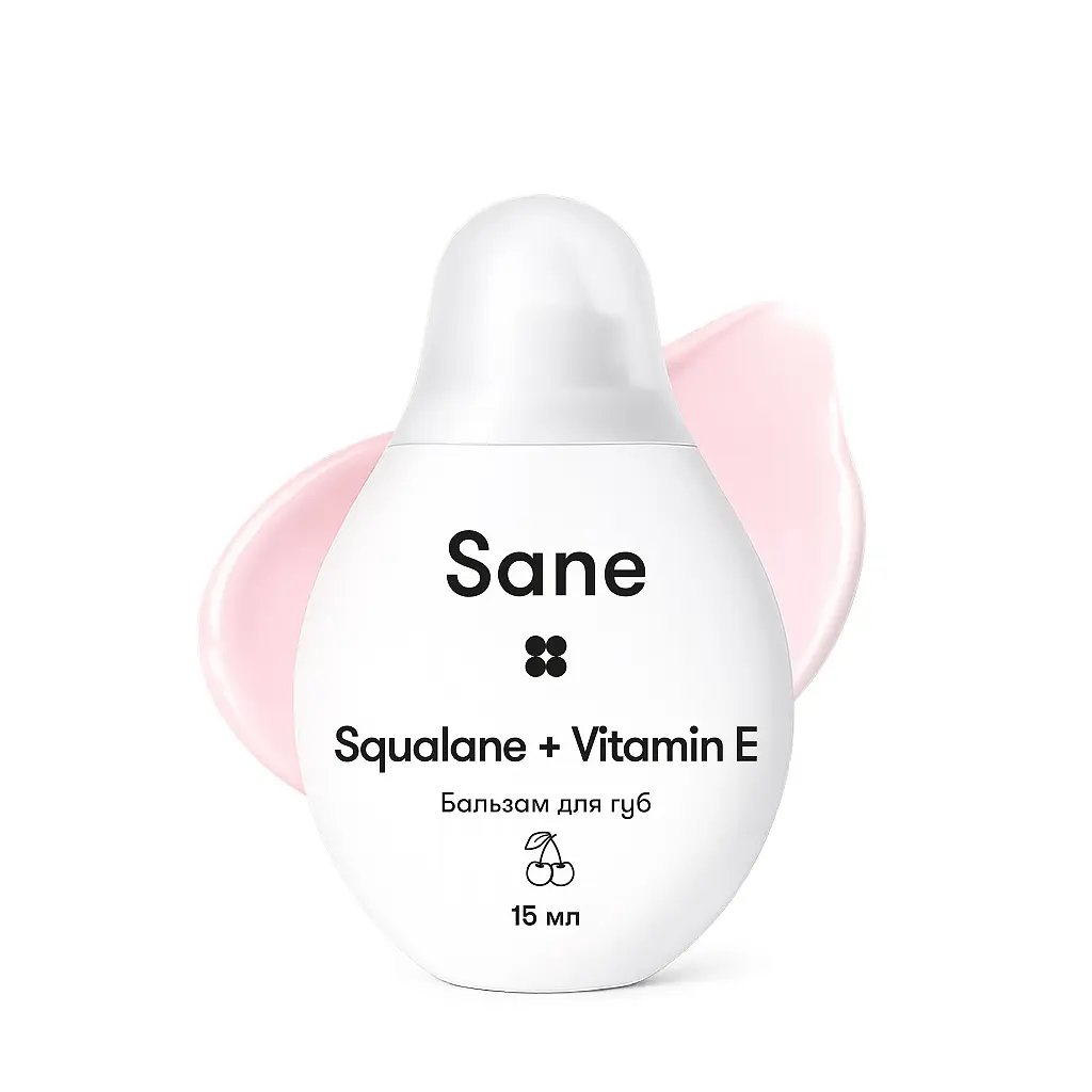 Бальзам для губ Sane Squalane + Vitamin E Живильний З ароматом вишні 15 мл (4820266831943) - фото 3